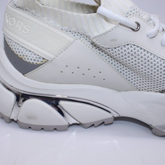 Michael Kors Men\'s Lucas Athletic Sneakers Size 11.5 White/Metallic Silver